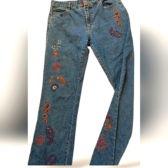 Hearts of Palm Women's Boot Cut Jeans with Embroidery Sz.16 - Picture 3 of 12